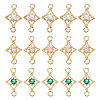 15Pcs 3 Colors Brass Pave Cubic Zirconia Connector Charms KK-CA0003-86-1