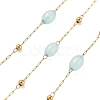 Natural Dyed Jade & 304 Stainless Steel Beads Link Chains CHS-K021-08B-04-1