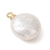 Natural Nucleated Pearl Keshi Pearl Flat Round Charms PALLOY-JF04781-3