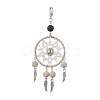 Woven Web/Net with Feather Glass Seed Beads Pendant Decorations HJEW-MZ00074-02-1