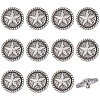 12Pcs 1-Hole Alloy Star with Flat Round Shank Buttons BUTT-GF0004-29AS-1