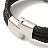 Leather Braided Triple Loops Multi-strand Bracelet with 304 Stainless Steel Magnetic Clasp for Men Women BJEW-C021-20-5