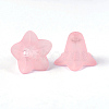Pink Frosted Transparent Acrylic Flower Beads X-PLF018-02-4