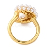 Rack Plating Moon Brass ABS Imitation Pearl Open Cuff Rings for Women RJEW-S242-07G-3