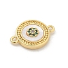 Brass Micro Pave Clear Cubic Zirconia Connector Charms KK-M303-04G-06-2