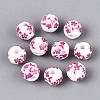 Floral Printed Porcelain Beads PORC-Q201-8mm-3-1