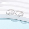 Cross 925 Sterling Silver Micro Pave Clear Cubic Zirconia Hoop Earrings EJEW-K317-06P-3