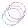 3Pcs 3 Style Glass Seed Beaded Anklets Set AJEW-AN00541-1