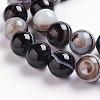 Natural Black Striped Agate/Banded Agate Beads Strands G-J359-01-6mm-3