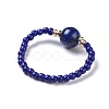 Dyed Natural Lapis Lazuli Stretch Rings RJEW-JR00255-05-2