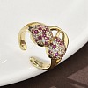 Brass Micro Pave Cubic Zirconia Cuff Rings RJEW-H256-14G-02-1