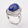 Natural Lapis Lazuli Finger Rings X-RJEW-P122-18-2