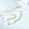 Brass & ABS Imitation Pearl Round Beaded Adjustable Slider Necklaces BJEW-H209-02G-1
