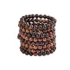 Unisex Natural Wood Beaded Stretch Bracelets BJEW-SZ0001-004-1