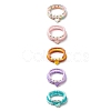 3Pcs 3 Style Natural Gemstone & Acrylic Word Love Beaded Stretch Bracelets Set with Alloy Enamel Heart Charms BJEW-JB08924-1