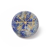 Natural Gemstone Flat Round with Norse Paganism Pattern Brooch Pin JEWB-BR00087-3