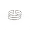 Non-Tarnish 304 Stainless Steel Triple Line Open Cuff Ring for Women RJEW-S405-232P-1