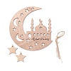 Moon & Castle Unfinished Wood Pendant Ornament WOOD-M003-01-2