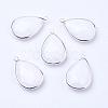 Silver Color Plated Brass Glass Teardrop Pendants GLAA-M006-A-22S-1