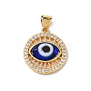 Lampwork Evil Eye Pendants with Clear Cubic Zirconia ZIRC-L102-11G-04-2