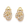 Christmas Theme Brass Micro Pave Clear Cubic Zirconia Charms KK-T073-12G-1