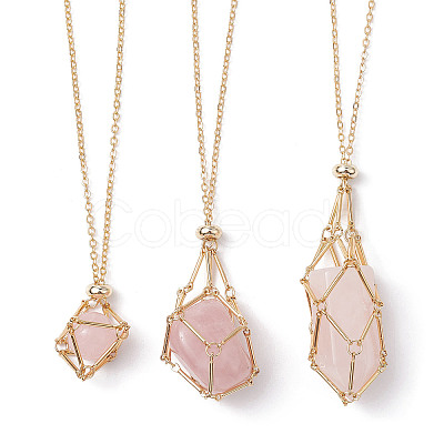 Brass Macrame Pouch Empty Stone Holder for Pendant Necklaces Making NJEW-JN04444-02-1