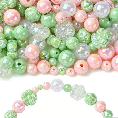250G UV Plating Rainbow Iridescent Opaque Acrylic Beads PACR-CJ0001-38B-1