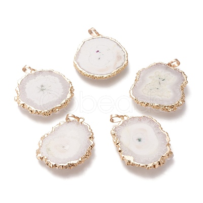 Dyed Natural Druzy Solar Quartz Crystal Pendants G-F693-01I-G-1