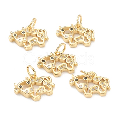 Brass Clear Cubic Zirconia Charms ZIRC-B010-22G-1