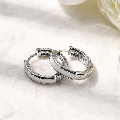 Brass Micro Pave Clear Cubic Zirconia Hoop Earrings EJEW-K276-11P-02-1