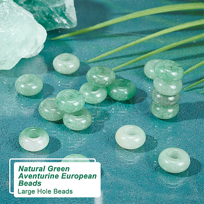 Olycraft 20Pcs Natural Green Aventurine European Beads G-OC0004-54-1