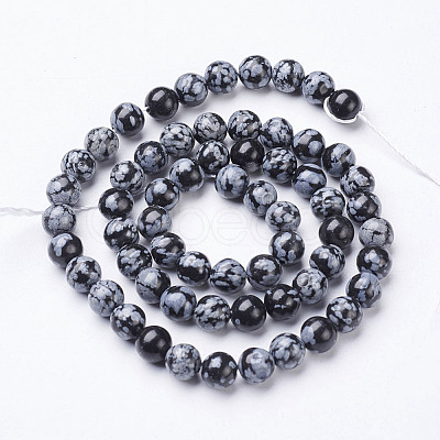 Natural Snowflake Obsidian Beads Strands X-GSR6mmC009-1