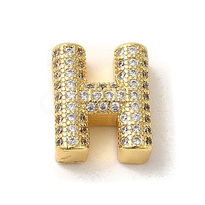 Brass Micro Pave Clear Cubic Zirconia Charms ZIRC-C009-01G-H-1