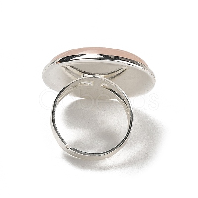 Natural Rose Quartz Round Adjustable Rings RJEW-K371-09S-31-1