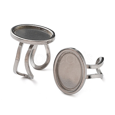 Non-Tarnish 304 Stainless Steel Cuff Pad Ring Settings STAS-M333-02B-P-1