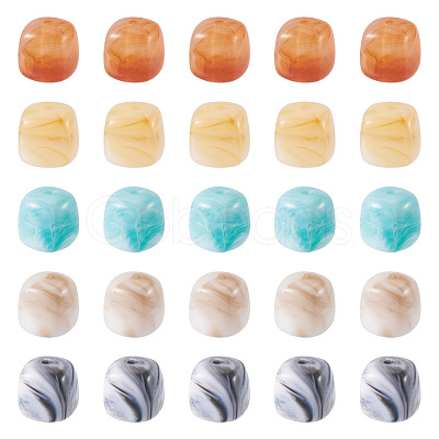 50Pcs 5 Colors Opaque Acrylic Beads OACR-TA0004-97-1