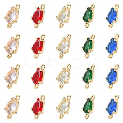 10Pcs 5 Colors Transparent Glass Links/Connectors GLAA-YW0004-42-1