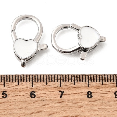Heart Brass Enamel Lobster Claw Clasps KK-Z147-02P-02A-1