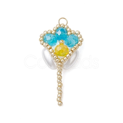 Glass Seed Beaded Tulip Pendants PALLOY-MZ01214-02-1