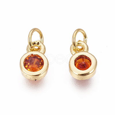 Brass with Single Cubic Zirconia Charms ZIRC-F095-03G-07-1