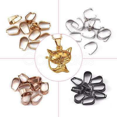 40Pcs 4 Style PVD Vacuum Plating 304 Stainless Steel Snap on Bails STAS-YS0001-12-1