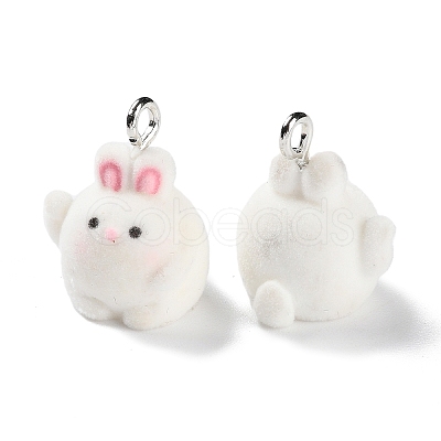 Animal Shape Flocky Resin Pendants RESI-Q229-01F-1