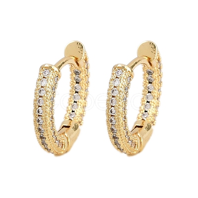 Brass Micro Pave Clear Cubic Zirconia Hoop Earrings EJEW-L275-06G-1