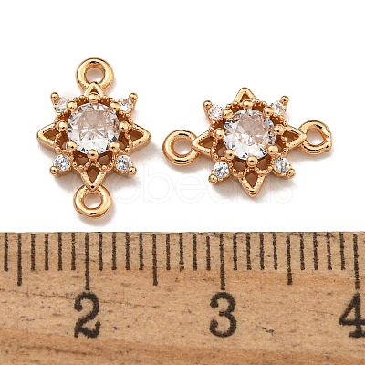 Brass Cubic Zirconia Star Connector Charms KK-U037-32G-01-1