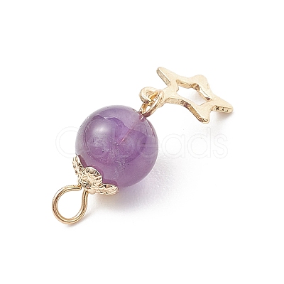 3Pcs 3 Styles Natural Amethyst Pendants PALLOY-JF04756-01-1