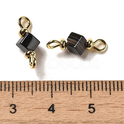 Natural Dyed & Heated Black Agate Connector Charms FIND-C046-08G-1
