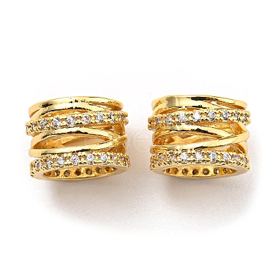 Rack Plating Brass Micro Pave Cubic Zirconia European Beads KK-F856-09G-1