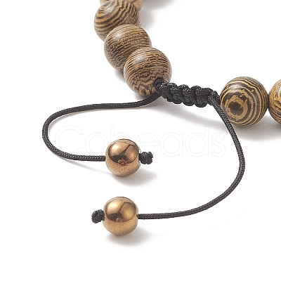 4Pcs 4 Color Natural Wood & Alloy Skull & Synthetic Hematite Braided Bead Bracelets Set BJEW-JB09214-1