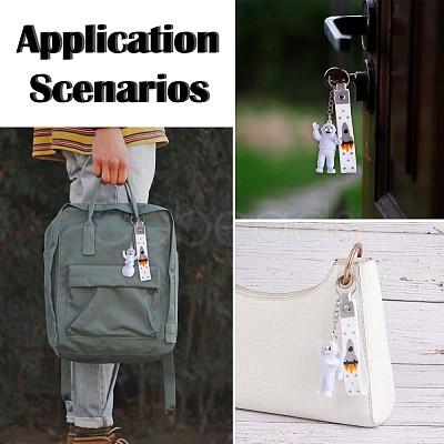 3Pcs Astronaut Keychain Cute Space Keychain for Backpack Wallet Car Keychain Decoration Children's Space Party Favors JX317C-1