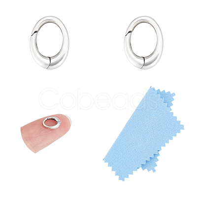 2Pcs 925 Sterling Silver Spring Gate Rings STER-UN0001-94-1